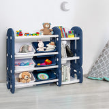 NNECW Kids Toy Storage Organizer with Bookshelf for Childs Bedroom-Blue