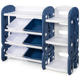 NNECW Kids Toy Storage Organizer with Bookshelf for Childs Bedroom-Blue