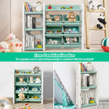 NNECW Kids Toy Storage Organizer with Bookshelf for Childs Bedroom-Green