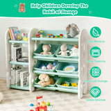 NNECW Kids Toy Storage Organizer with Bookshelf for Childs Bedroom-Green
