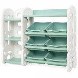 NNECW Kids Toy Storage Organizer with Bookshelf for Childs Bedroom-Green