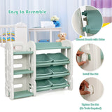 NNECW Kids Toy Storage Organizer with Bookshelf for Childs Bedroom-Green