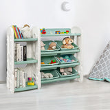 NNECW Kids Toy Storage Organizer with Bookshelf for Childs Bedroom-Green