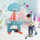 NNECW 3-in-1 Basketball Hoop Set Stand Adjustable Height-Green