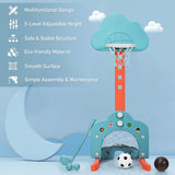 NNECW 3-in-1 Basketball Hoop Set Stand Adjustable Height-Green