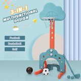 NNECW 3-in-1 Basketball Hoop Set Stand Adjustable Height-Green