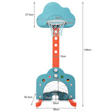 NNECW 3-in-1 Basketball Hoop Set Stand Adjustable Height-Green