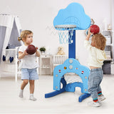 NNECW 3-in-1 Basketball Hoop Set Stand Adjustable Height-Navy