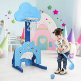 NNECW 3-in-1 Basketball Hoop Set Stand Adjustable Height-Navy