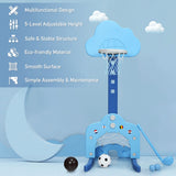 NNECW 3-in-1 Basketball Hoop Set Stand Adjustable Height-Navy