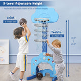 NNECW 3-in-1 Basketball Hoop Set Stand Adjustable Height-Navy