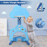 NNECW 3-in-1 Basketball Hoop Set Stand Adjustable Height-Navy