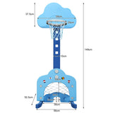 NNECW 3-in-1 Basketball Hoop Set Stand Adjustable Height-Navy
