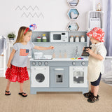 NNECW Wooden Pretend Kitchen Playset  with Accessories for Kids