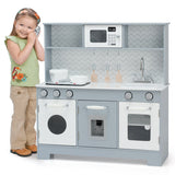 NNECW Wooden Pretend Kitchen Playset  with Accessories for Kids