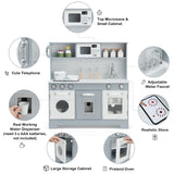 NNECW Wooden Pretend Kitchen Playset  with Accessories for Kids