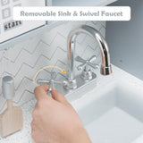 NNECW Wooden Pretend Kitchen Playset  with Accessories for Kids