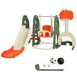 NNECW 6 in 1 Climber Slide Playset with Basketball Hoop for Kids