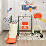 NNECW 6 in 1 Climber Slide Playset with Basketball Hoop for Kids