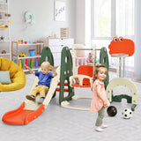 NNECW 6 in 1 Climber Slide Playset with Basketball Hoop for Kids