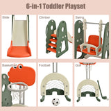 NNECW 6 in 1 Climber Slide Playset with Basketball Hoop for Kids