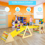 NNECW 5 in 1 Montessori Climbing Triangle & Cube  with Slide Board for Kids