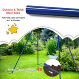 NNECW Heavy Duty Iron Swing Set with Stable A-Frame for Outdoor Play-Blue