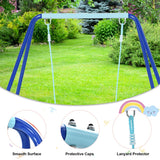 NNECW Heavy Duty Iron Swing Set with Stable A-Frame for Outdoor Play-Blue