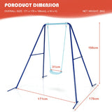 NNECW Heavy Duty Iron Swing Set with Stable A-Frame for Outdoor Play-Blue