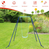NNECW Heavy Duty Iron Swing Set with Stable A-Frame for Outdoor Play-Blue