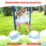 NNECW Heavy Duty Iron Swing Set with Stable A-Frame for Outdoor Play-Blue