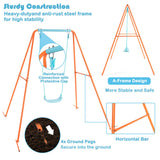 NNECW Heavy Duty Iron Swing Set with Stable A-Frame for Outdoor Play-Orange