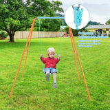NNECW Heavy Duty Iron Swing Set with Stable A-Frame for Outdoor Play-Orange