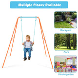 NNECW Heavy Duty Iron Swing Set with Stable A-Frame for Outdoor Play-Orange