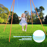 NNECW Heavy Duty Iron Swing Set with Stable A-Frame for Outdoor Play-Orange