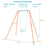 NNECW Heavy Duty Iron Swing Set with Stable A-Frame for Outdoor Play-Orange