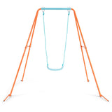 NNECW Heavy Duty Iron Swing Set with Stable A-Frame for Outdoor Play-Orange