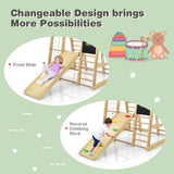 NNECW 8-in-1 Wooden Climbing Playset with Slide and Drawing Board
