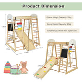 NNECW 8-in-1 Wooden Climbing Playset with Slide and Drawing Board