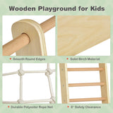 NNECW 8-in-1 Wooden Climbing Playset with Slide and Drawing Board