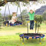 NNECW Convertible Swing and Trampoline Set with Upholstered Handrail for Kids