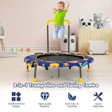 NNECW Convertible Swing and Trampoline Set with Upholstered Handrail for Kids