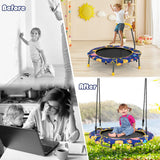 NNECW Convertible Swing and Trampoline Set with Upholstered Handrail for Kids