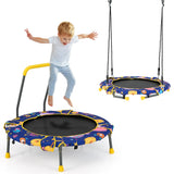 NNECW Convertible Swing and Trampoline Set with Upholstered Handrail for Kids