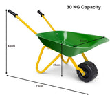 NNECW Kids Metal Wheelbarrow with Non-Slip Handle for Toddlers Green