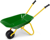 NNECW Kids Metal Wheelbarrow with Non-Slip Handle for Toddlers Green