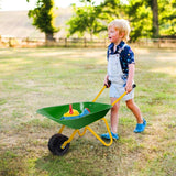 NNECW Kids Metal Wheelbarrow with Non-Slip Handle for Toddlers Green