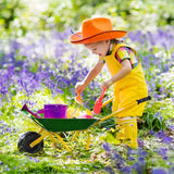 NNECW Kids Metal Wheelbarrow with Non-Slip Handle for Toddlers Green