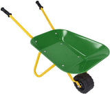 NNECW Kids Metal Wheelbarrow with Non-Slip Handle for Toddlers Green