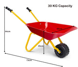 NNECW Kids Metal Wheelbarrow with Non-Slip Handle for Toddlers Red